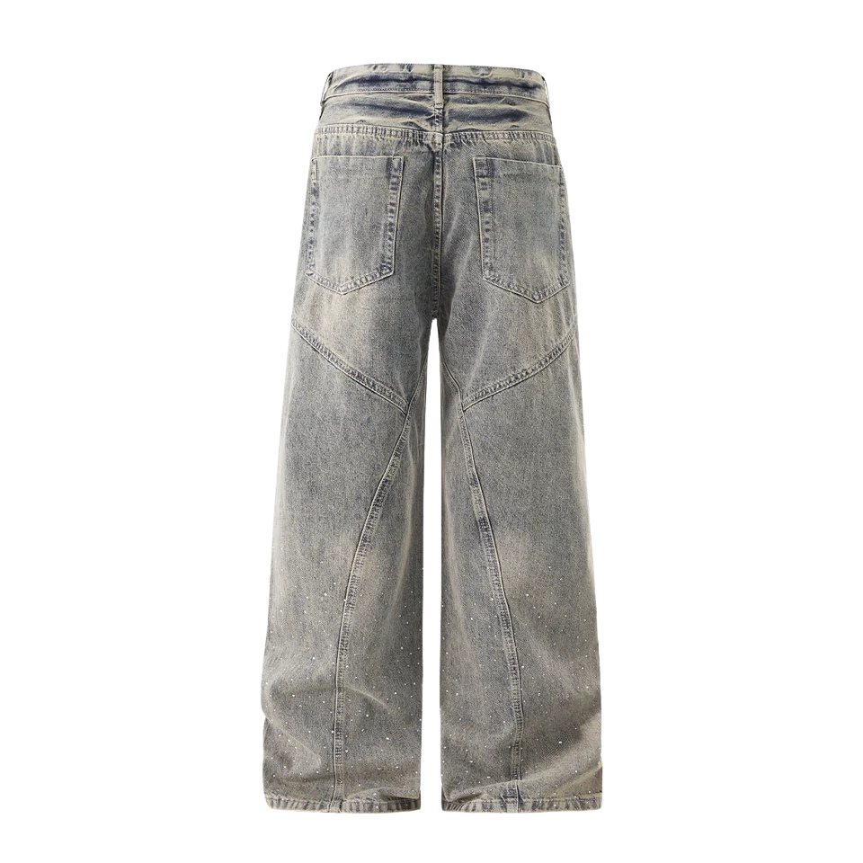 CLASSIC DIAMONDS GRAY BAGGY JEANS