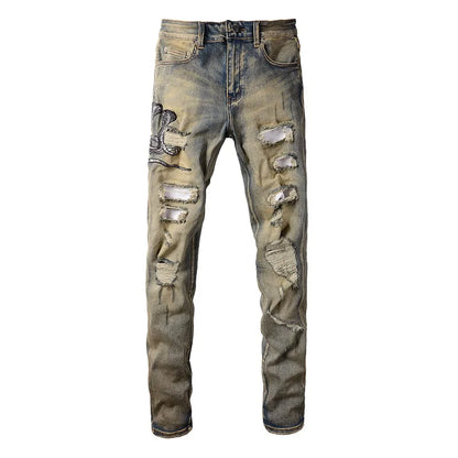 Cream Snake Jeans