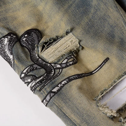Cream Snake Jeans