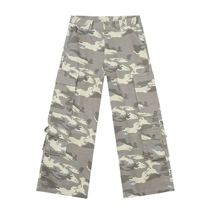 WHITE CAMO BAGGY JEANS